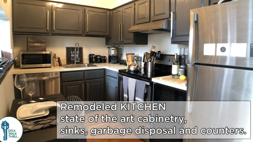 Remodeled Kitchen state of the art cabinetry, sinks, garbafe disposal and counters.